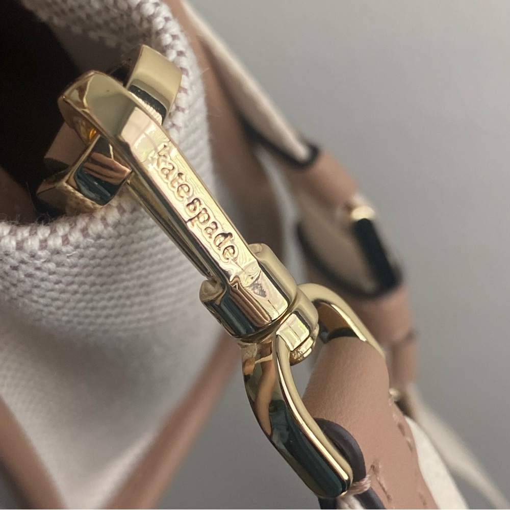kate spade Kip Canvas Mini Tote crossbody handbag beige, removable strap, logo - Picture 12 of 13